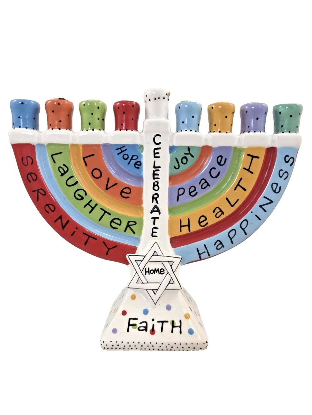 Lorrie Veasey Our Name Is Mud Rainbow Hanukkah Menorah Chanukiah Ceramic